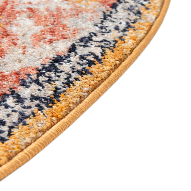 Yellow 7' 10 x 7' 10 Lola Round Area Rug Polypropylene With Jute Backing Traditional Pattern Easy Clean Carpet for Home Interior Design for Sale at Rug Engine