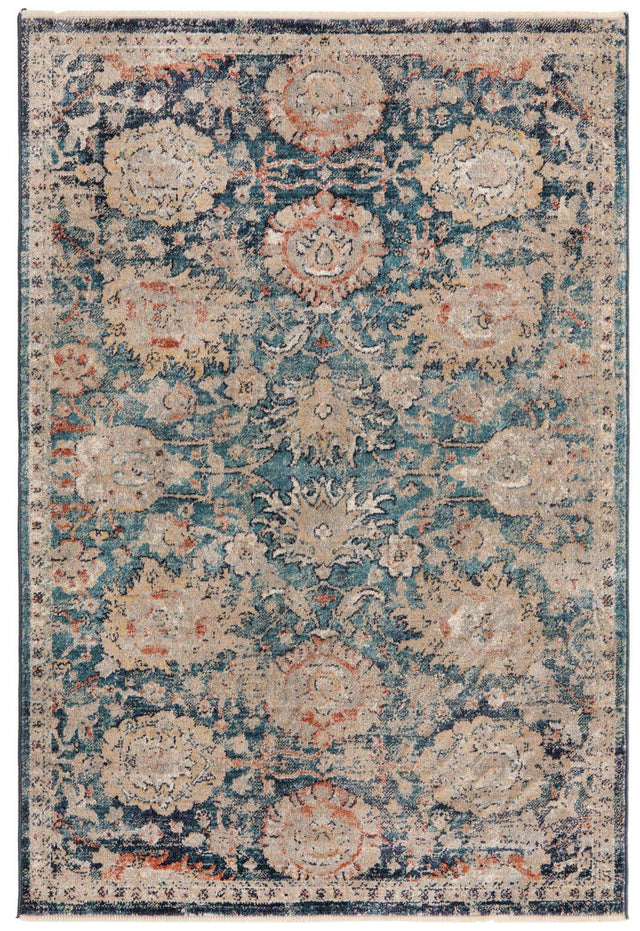 Blue 3' 11 x 5' 11 Lola Rectangle Area Rug Polypropylene With Jute Backing Traditional Pattern Easy Clean Carpet for Home Interior Design for Sale at Rug Engine