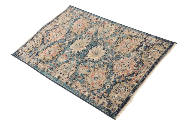 Blue 2' x 3' Lola Rectangle Area Rug Polypropylene With Jute Backing Traditional Pattern Easy Clean Carpet for Home Interior Design for Sale at Rug Engine