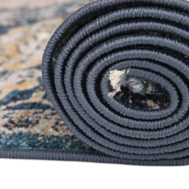 Blue 7' 10 x 7' 10 Lola Square Area Rug Polypropylene With Jute Backing Traditional Pattern Easy Clean Carpet for Home Interior Design for Sale at Rug Engine
