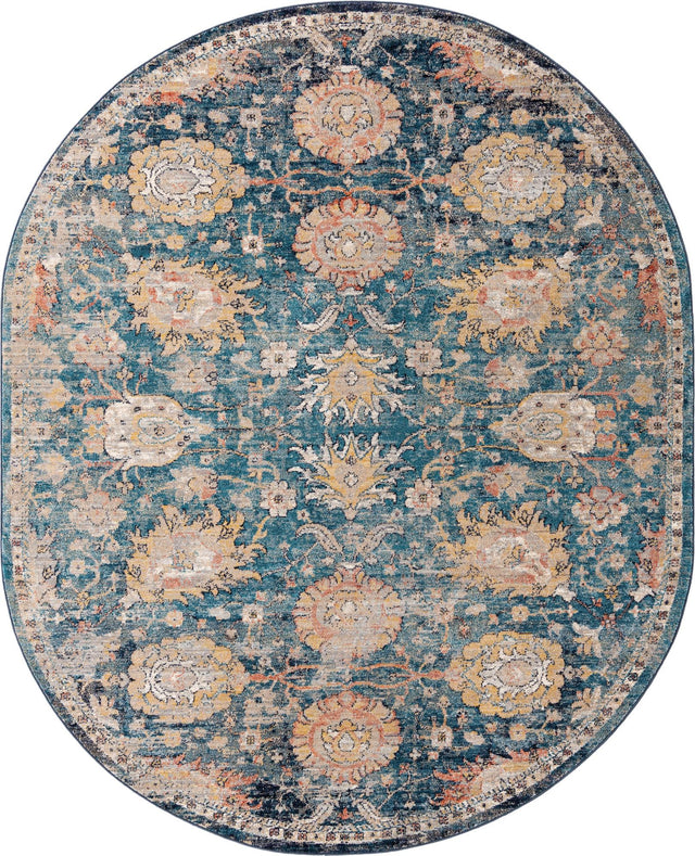 Blue 7' 10 x 10' 2 Lola Oval Area Rug Polypropylene With Jute Backing Traditional Pattern Easy Clean Carpet for Home Interior Design for Sale at Rug Engine