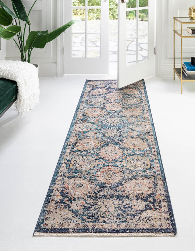 Blue 2' 11 x 16' 5 Lola Runner Area Rug Polypropylene With Jute Backing Traditional Pattern Easy Clean Carpet for Home Interior Design for Sale at Rug Engine