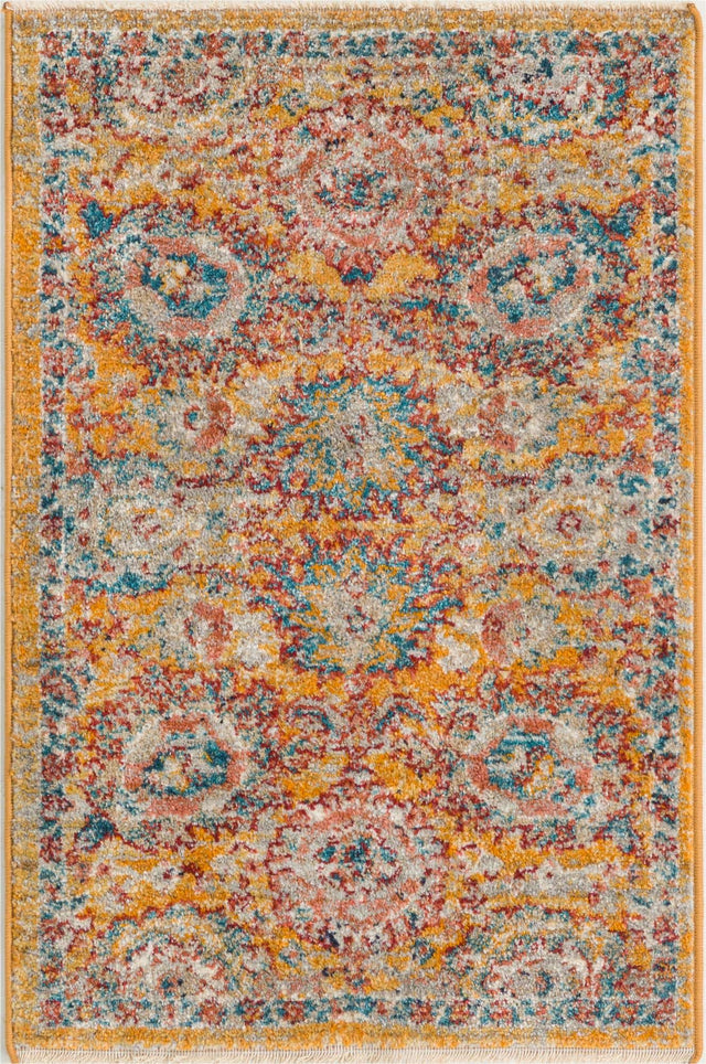 Yellow 2' x 3' Lola Rectangle Area Rug Polypropylene With Jute Backing Traditional Pattern Easy Clean Carpet for Home Interior Design for Sale at Rug Engine
