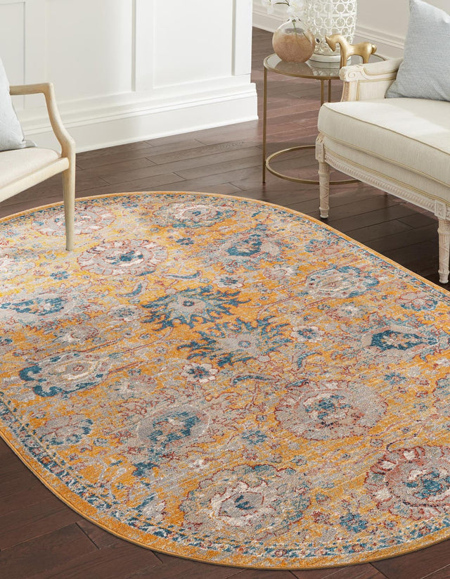 Yellow 3' 11 x 5' 11 Lola Oval Area Rug Polypropylene With Jute Backing Traditional Pattern Easy Clean Carpet for Home Interior Design for Sale at Rug Engine