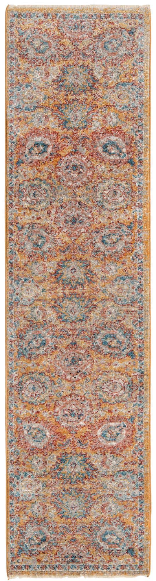Yellow 2' x 8' Lola Runner Area Rug Polypropylene With Jute Backing Traditional Pattern Easy Clean Carpet for Home Interior Design for Sale at Rug Engine