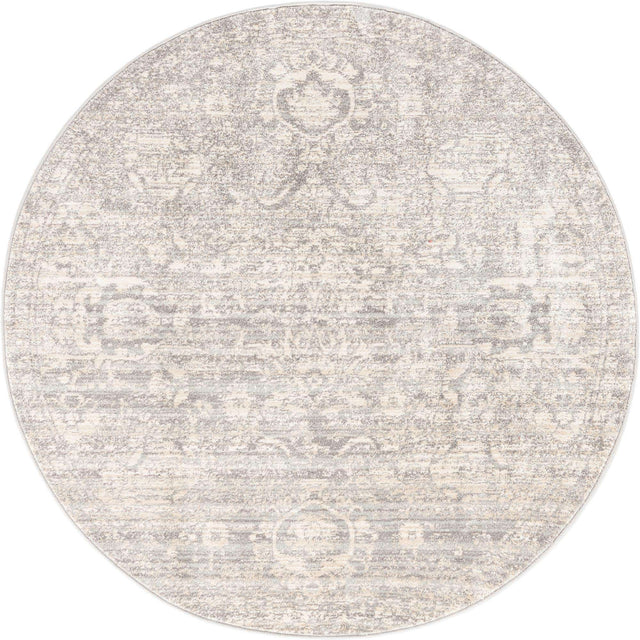 Gray 5' 2 x 5' 2 Lola Round Area Rug Polypropylene With Jute Backing Traditional Pattern Easy Clean Carpet for Home Interior Design for Sale at Rug Engine
