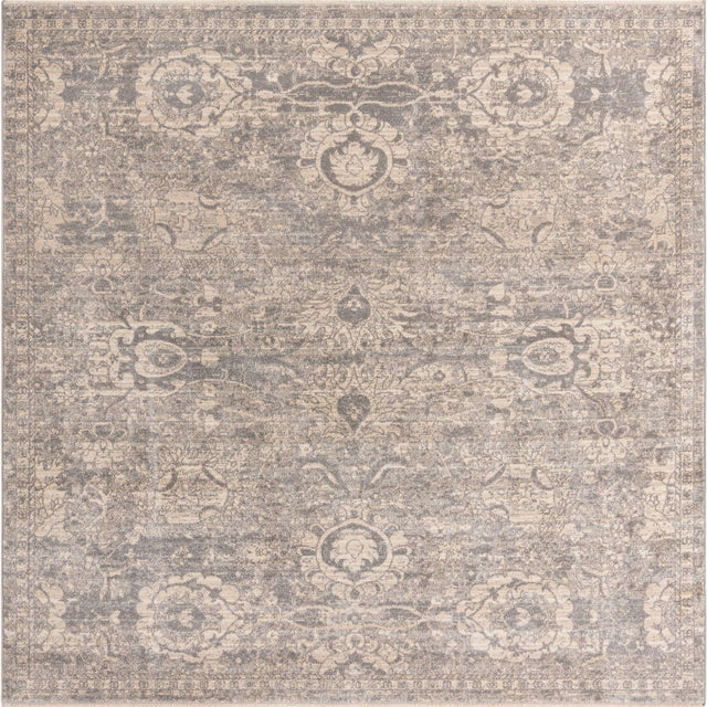 Gray 7' 10 x 7' 10 Lola Square Area Rug Polypropylene With Jute Backing Traditional Pattern Easy Clean Carpet for Home Interior Design for Sale at Rug Engine