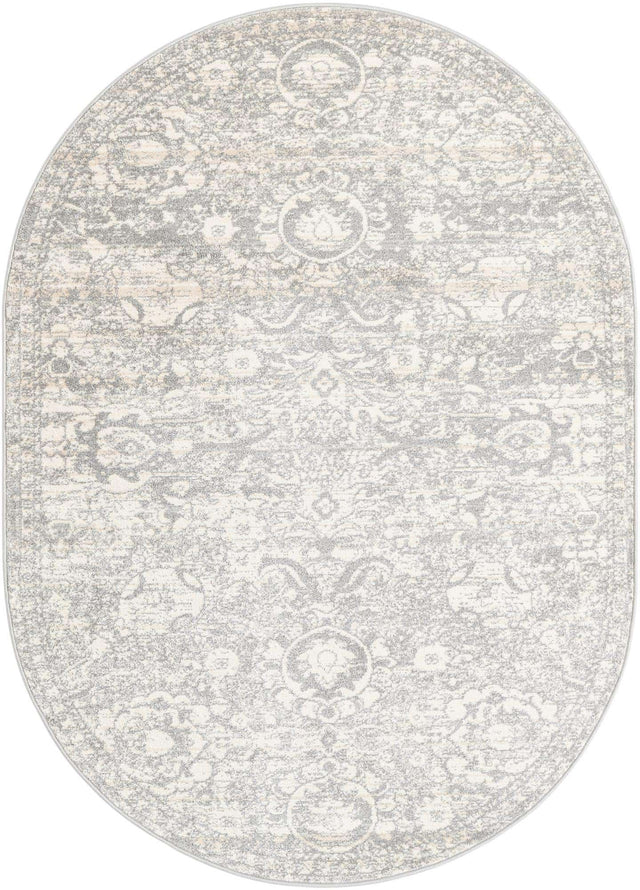 Gray 3' 11 x 5' 11 Lola Oval Area Rug Polypropylene With Jute Backing Traditional Pattern Easy Clean Carpet for Home Interior Design for Sale at Rug Engine