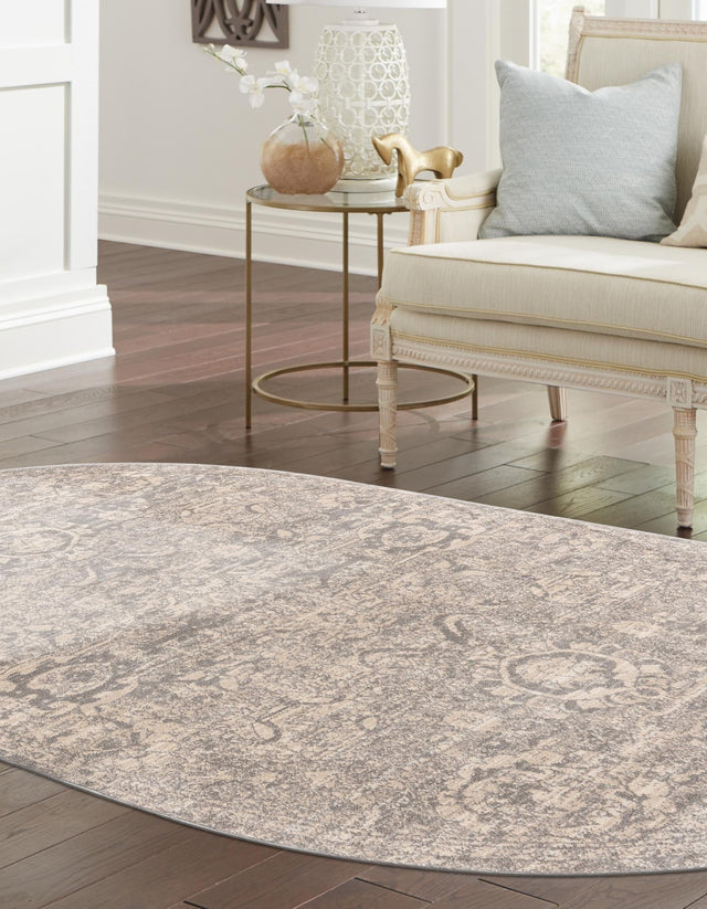 Gray 7' 10 x 10' 2 Lola Oval Area Rug Polypropylene With Jute Backing Traditional Pattern Easy Clean Carpet for Home Interior Design for Sale at Rug Engine