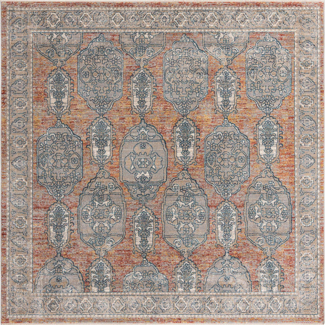 Brick Red 7' 10 x 7' 10 Lola Square Area Rug Polypropylene With Jute Backing Traditional Pattern Easy Clean Carpet for Home Interior Design for Sale at Rug Engine