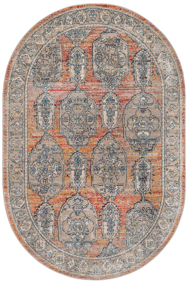Brick Red 5' 3 x 8' Lola Oval Area Rug Polypropylene With Jute Backing Traditional Pattern Easy Clean Carpet for Home Interior Design for Sale at Rug Engine