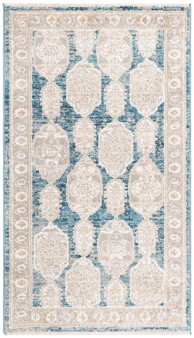 Blue 2' 11 x 5' 3 Lola Rectangle Area Rug Polypropylene With Jute Backing Traditional Pattern Easy Clean Carpet for Home Interior Design for Sale at Rug Engine