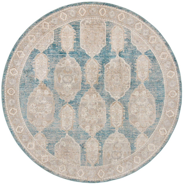 Blue 7' 10 x 7' 10 Lola Round Area Rug Polypropylene With Jute Backing Traditional Pattern Easy Clean Carpet for Home Interior Design for Sale at Rug Engine