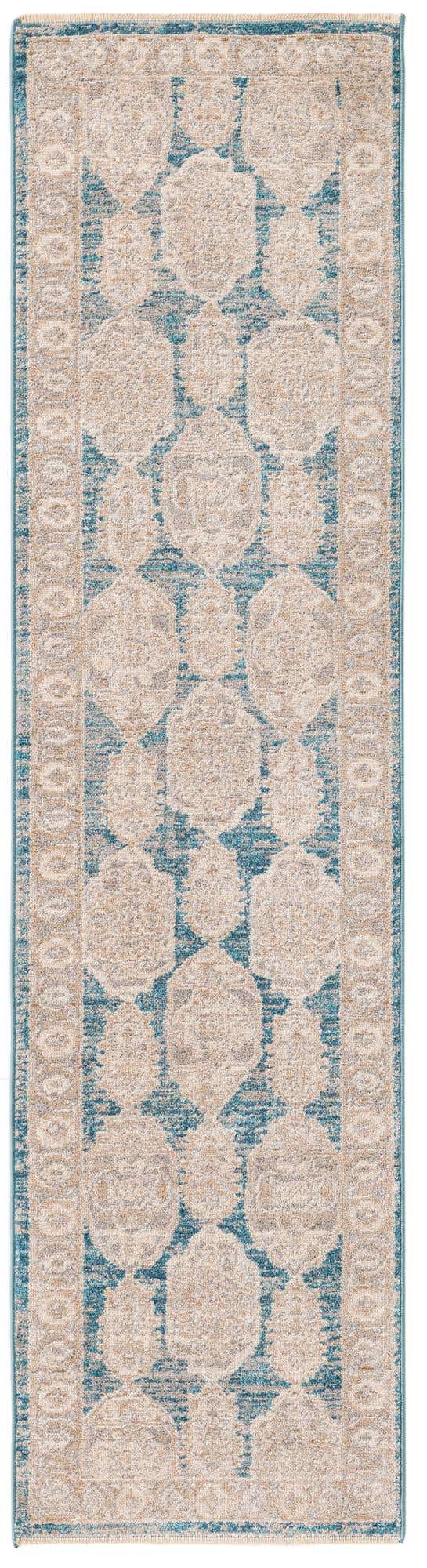 Blue 2' x 8' Lola Runner Area Rug Polypropylene With Jute Backing Traditional Pattern Easy Clean Carpet for Home Interior Design for Sale at Rug Engine