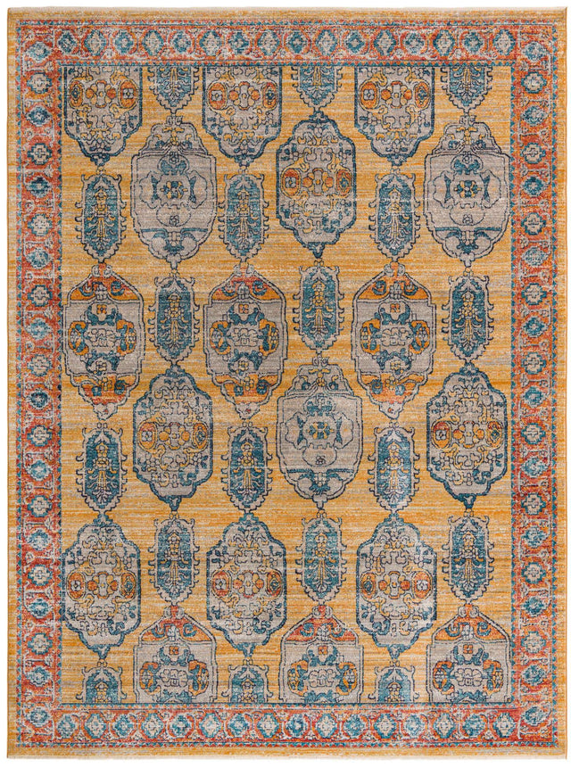 Yellow 9' x 12' Lola Rectangle Area Rug Polypropylene With Jute Backing Traditional Pattern Easy Clean Carpet for Home Interior Design for Sale at Rug Engine