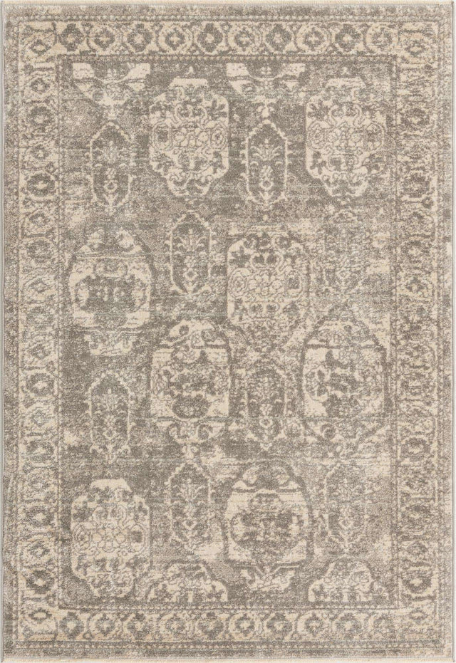 Gray 3' 11 x 5' 11 Lola Rectangle Area Rug Polypropylene With Jute Backing Traditional Pattern Easy Clean Carpet for Home Interior Design for Sale at Rug Engine
