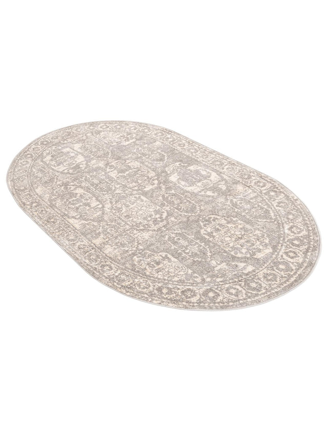 Gray 3' 11 x 5' 11 Lola Oval Area Rug Polypropylene With Jute Backing Traditional Pattern Easy Clean Carpet for Home Interior Design for Sale at Rug Engine