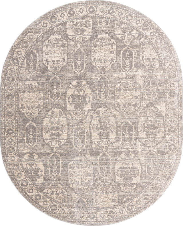 Gray 7' 10 x 10' 2 Lola Oval Area Rug Polypropylene With Jute Backing Traditional Pattern Easy Clean Carpet for Home Interior Design for Sale at Rug Engine
