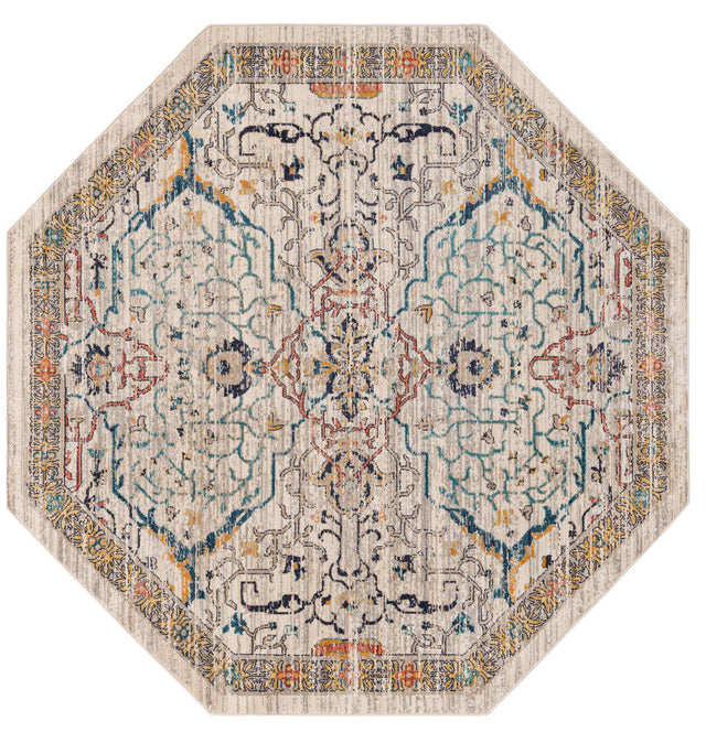 Ivory 7' 10 x 7' 10 Lola Octagon Area Rug Polypropylene With Jute Backing Traditional Pattern Easy Clean Carpet for Home Interior Design for Sale at Rug Engine
