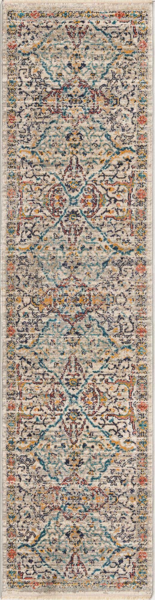 Ivory 2' x 8' Lola Runner Area Rug Polypropylene With Jute Backing Traditional Pattern Easy Clean Carpet for Home Interior Design for Sale at Rug Engine