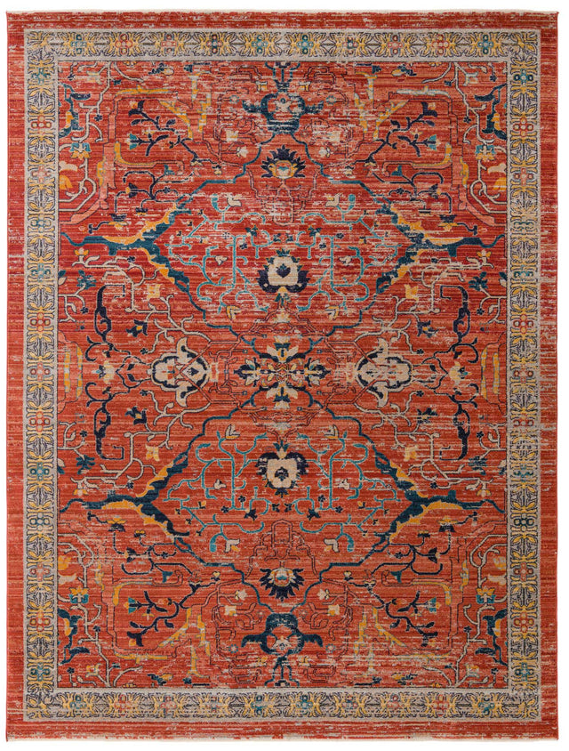 Brick Red 9' x 12' Lola Rectangle Area Rug Polypropylene With Jute Backing Traditional Pattern Easy Clean Carpet for Home Interior Design for Sale at Rug Engine