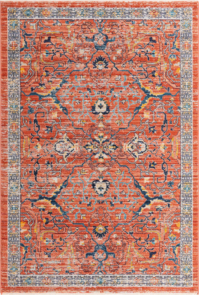 Brick Red 5' 3 x 8' Lola Rectangle Area Rug Polypropylene With Jute Backing Traditional Pattern Easy Clean Carpet for Home Interior Design for Sale at Rug Engine