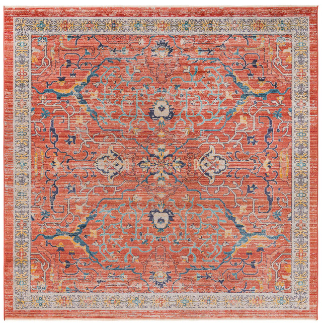Brick Red 7' 10 x 7' 10 Lola Square Area Rug Polypropylene With Jute Backing Traditional Pattern Easy Clean Carpet for Home Interior Design for Sale at Rug Engine