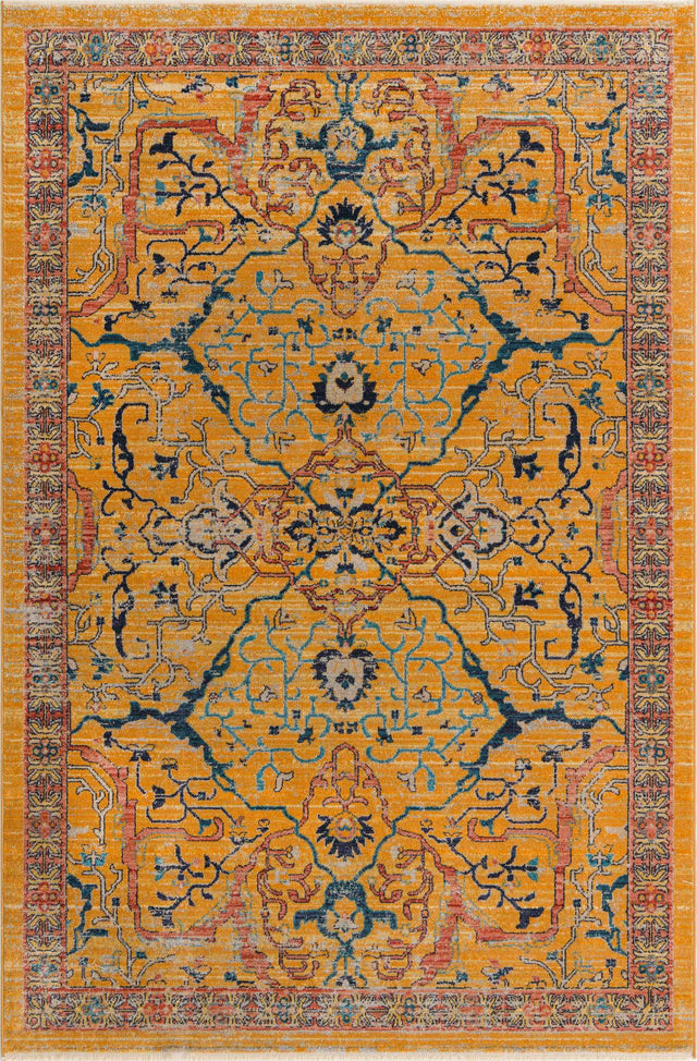 Yellow 6' x 9' 2 Lola Rectangle Area Rug Polypropylene With Jute Backing Traditional Pattern Easy Clean Carpet for Home Interior Design for Sale at Rug Engine
