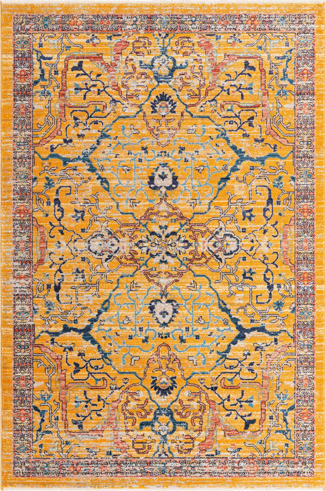 Yellow 5' 3 x 8' Lola Rectangle Area Rug Polypropylene With Jute Backing Traditional Pattern Easy Clean Carpet for Home Interior Design for Sale at Rug Engine