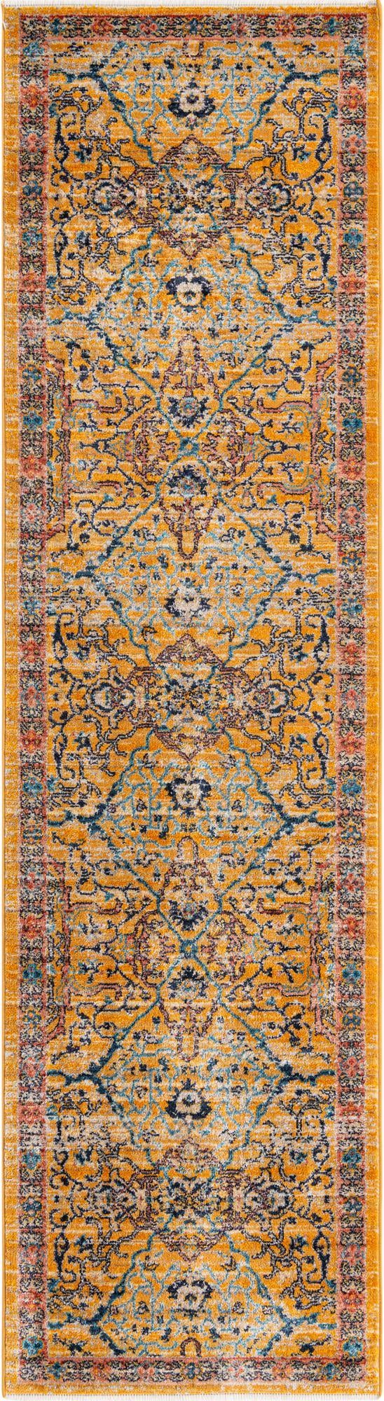 Yellow 2' 7 x 10' 2 Lola Runner Area Rug Polypropylene With Jute Backing Traditional Pattern Easy Clean Carpet for Home Interior Design for Sale at Rug Engine