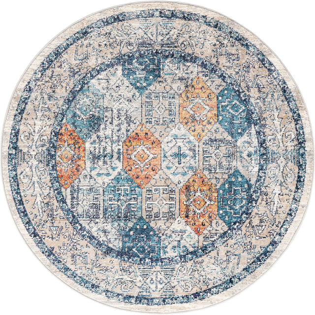Multicolor 5' 2 x 5' 2 Lola Round Area Rug Polypropylene With Jute Backing Traditional Pattern Easy Clean Carpet for Home Interior Design for Sale at Rug Engine