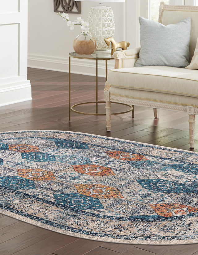 Multicolor 7' 10 x 10' 2 Lola Oval Area Rug Polypropylene With Jute Backing Traditional Pattern Easy Clean Carpet for Home Interior Design for Sale at Rug Engine