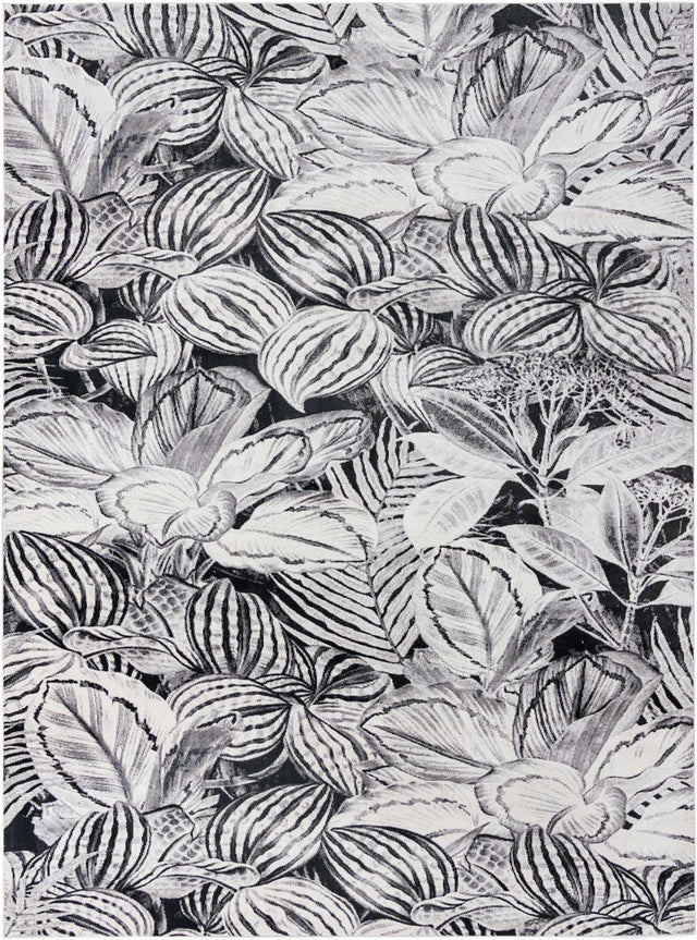 Charcoal 9' x 12' Blossom Rectangle Area Rug 100% Polypropylene With Cotton Backing Easy Clean Colorful Blooming Blossoming Flower Floral Plant Carpet for Living Dining Room Office Dorms for Sale at Rug Engine