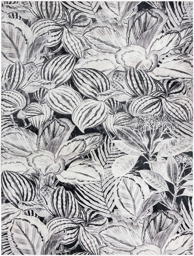 Charcoal 7' 10 x 10' Blossom Rectangle Area Rug 100% Polypropylene With Cotton Backing Easy Clean Colorful Blooming Blossoming Flower Floral Plant Carpet for Living Dining Room Office Dorms for Sale at Rug Engine