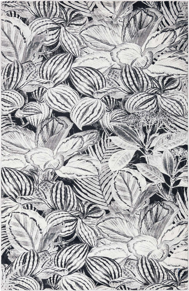 Charcoal 5' 3 x 7' 10 Blossom Rectangle Area Rug 100% Polypropylene With Cotton Backing Easy Clean Colorful Blooming Blossoming Flower Floral Plant Carpet for Living Dining Room Office Dorms for Sale at Rug Engine