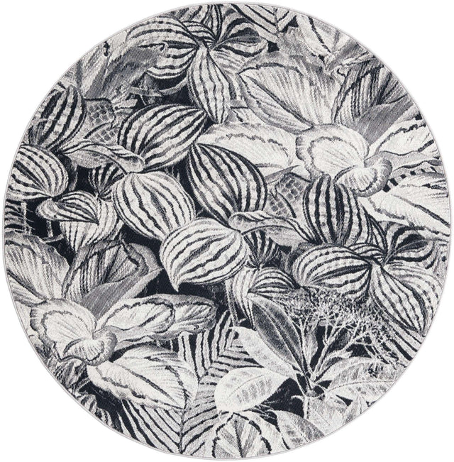 Charcoal 5' 3 x 5' 3 Blossom Round Area Rug 100% Polypropylene With Cotton Backing Easy Clean Colorful Blooming Blossoming Flower Floral Plant Carpet for Living Dining Room Office Dorms for Sale at Rug Engine