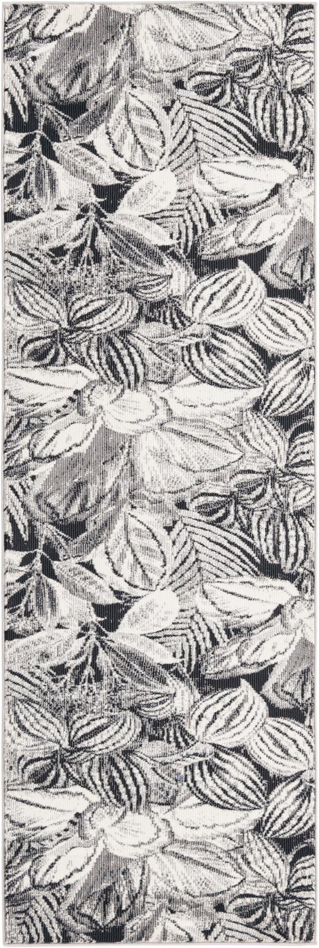 Charcoal 2' x 6' Blossom Runner Area Rug 100% Polypropylene With Cotton Backing Easy Clean Colorful Blooming Blossoming Flower Floral Plant Carpet for Living Dining Room Office Dorms for Sale at Rug Engine