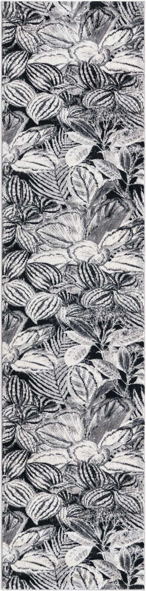Charcoal 2' x 8' Blossom Runner Area Rug 100% Polypropylene With Cotton Backing Easy Clean Colorful Blooming Blossoming Flower Floral Plant Carpet for Living Dining Room Office Dorms for Sale at Rug Engine