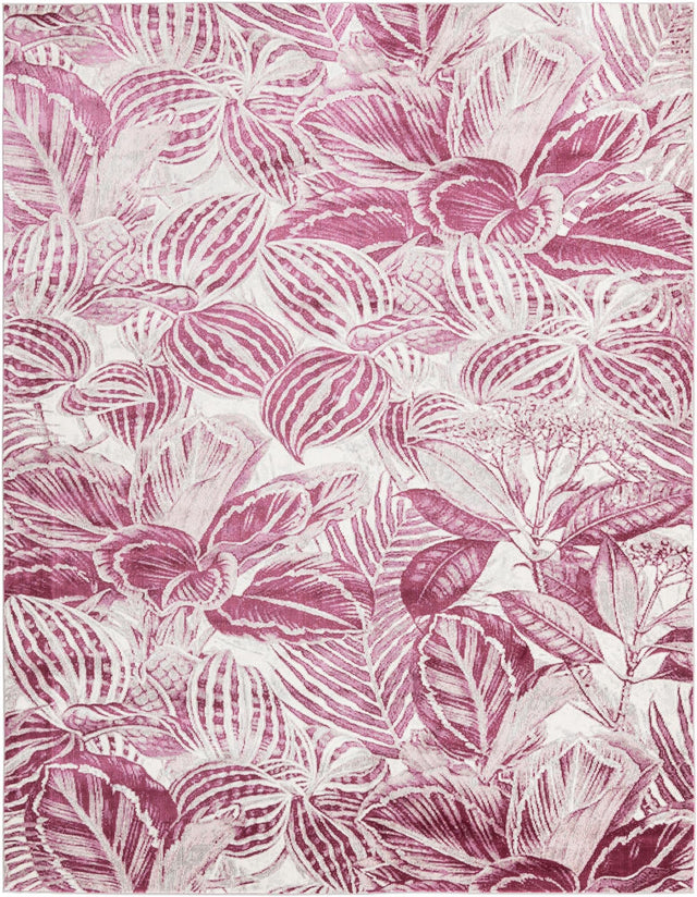 Fuchsia 7' 10 x 10' Blossom Rectangle Area Rug 100% Polypropylene With Cotton Backing Easy Clean Colorful Blooming Blossoming Flower Floral Plant Carpet for Living Dining Room Office Dorms for Sale at Rug Engine