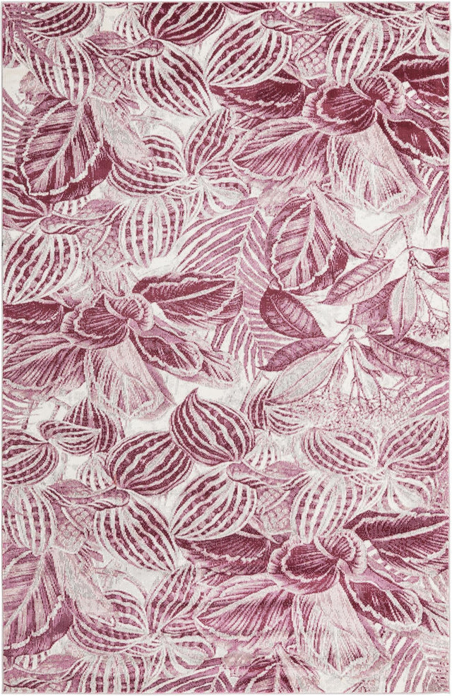 Fuchsia 5' 3 x 7' 10 Blossom Rectangle Area Rug 100% Polypropylene With Cotton Backing Easy Clean Colorful Blooming Blossoming Flower Floral Plant Carpet for Living Dining Room Office Dorms for Sale at Rug Engine