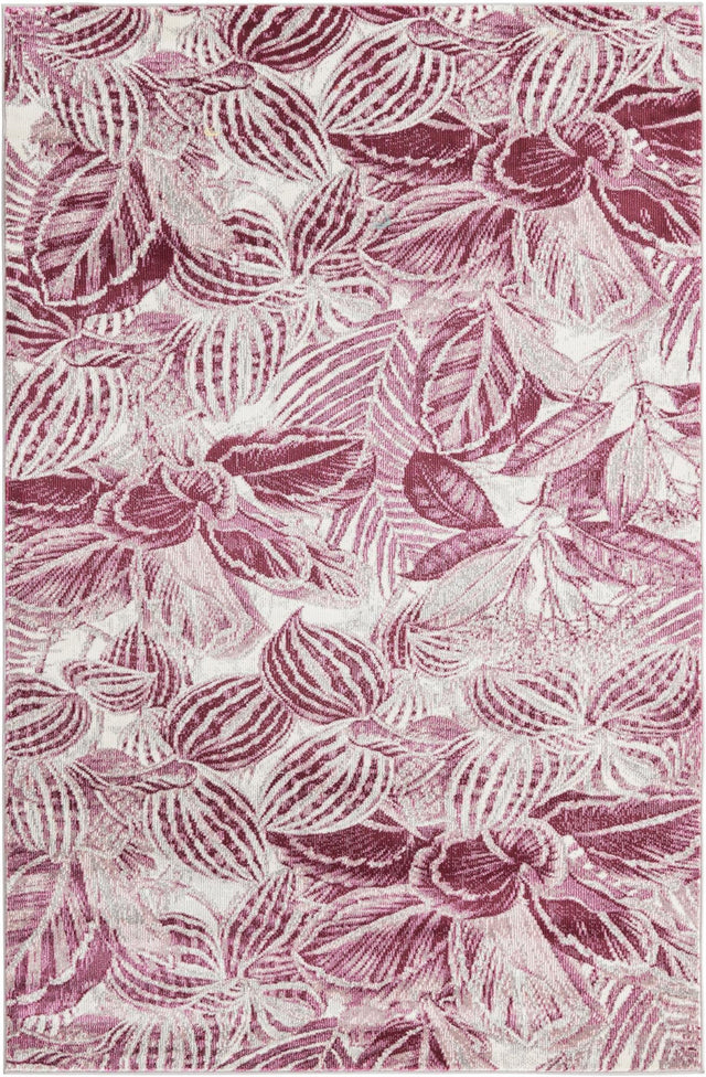 Fuchsia 4' x 6' Blossom Rectangle Area Rug 100% Polypropylene With Cotton Backing Easy Clean Colorful Blooming Blossoming Flower Floral Plant Carpet for Living Dining Room Office Dorms for Sale at Rug Engine