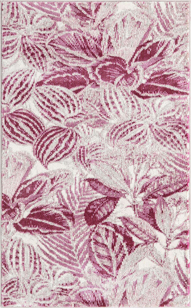 Fuchsia 2' x 3' Blossom Rectangle Area Rug 100% Polypropylene With Cotton Backing Easy Clean Colorful Blooming Blossoming Flower Floral Plant Carpet for Living Dining Room Office Dorms for Sale at Rug Engine