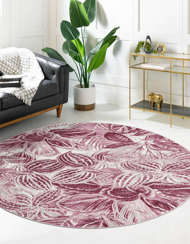 Fuchsia 3' 3 x 3' 3 Blossom Round Area Rug 100% Polypropylene With Cotton Backing Easy Clean Colorful Blooming Blossoming Flower Floral Plant Carpet for Living Dining Room Office Dorms for Sale at Rug Engine