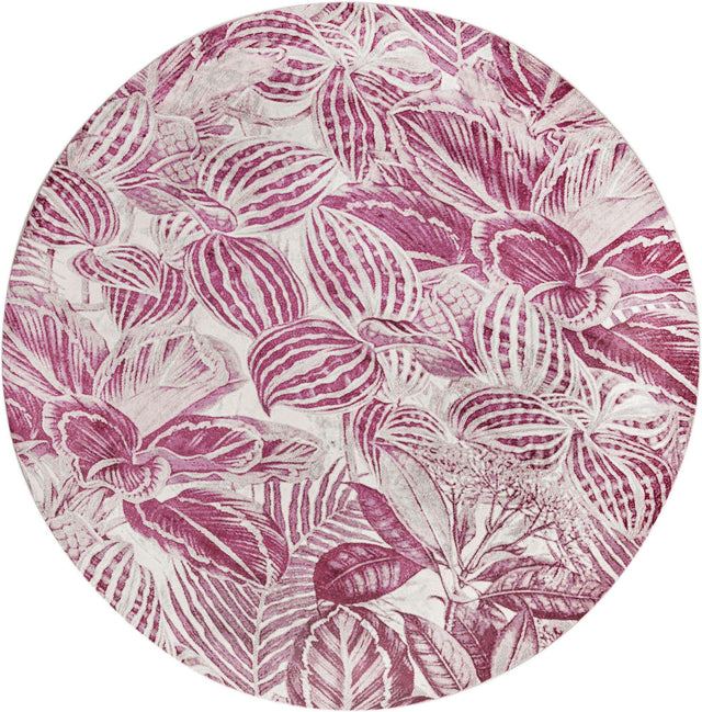Fuchsia 10' x 10' Blossom Round Area Rug 100% Polypropylene With Cotton Backing Easy Clean Colorful Blooming Blossoming Flower Floral Plant Carpet for Living Dining Room Office Dorms for Sale at Rug Engine