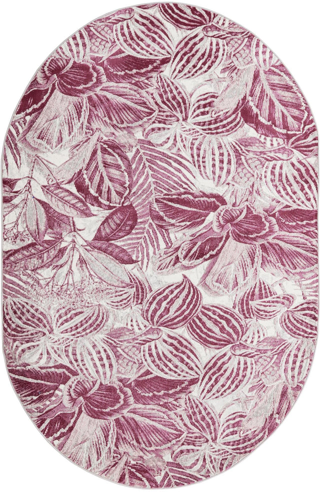 Fuchsia 5' 3 x 7' 10 Blossom Oval Area Rug 100% Polypropylene With Cotton Backing Easy Clean Colorful Blooming Blossoming Flower Floral Plant Carpet for Living Dining Room Office Dorms for Sale at Rug Engine