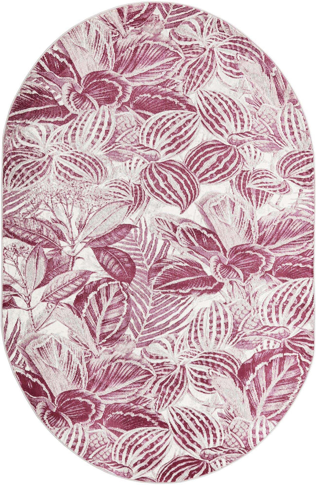 Fuchsia 5' 3 x 7' 10 Blossom Oval Area Rug 100% Polypropylene With Cotton Backing Easy Clean Colorful Blooming Blossoming Flower Floral Plant Carpet for Living Dining Room Office Dorms for Sale at Rug Engine