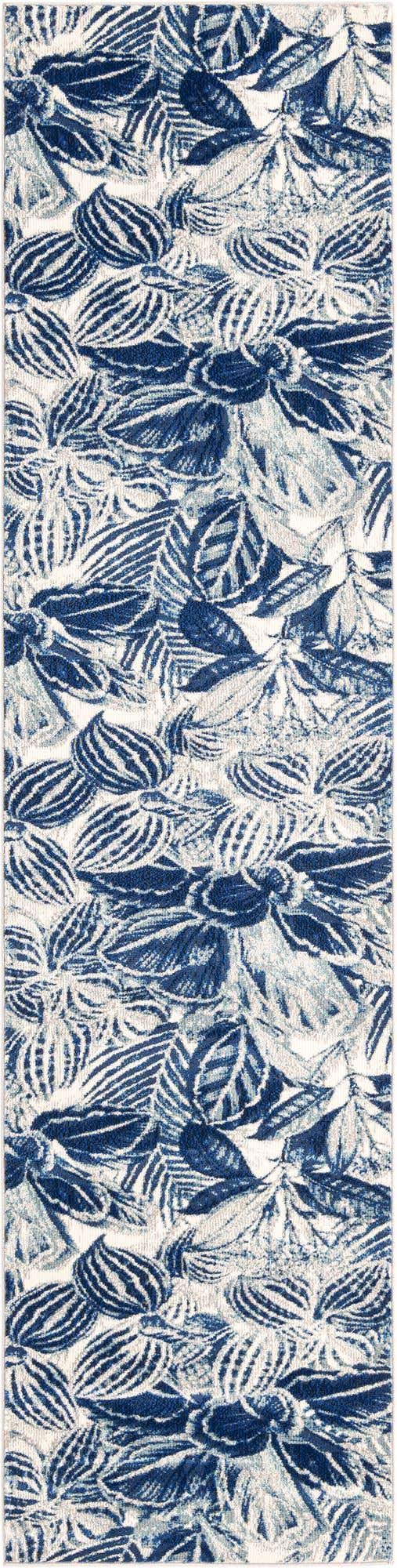 Navy Blue 2' x 8' Blossom Runner Area Rug 100% Polypropylene With Cotton Backing Easy Clean Colorful Blooming Blossoming Flower Floral Plant Carpet for Living Dining Room Office Dorms for Sale at Rug Engine
