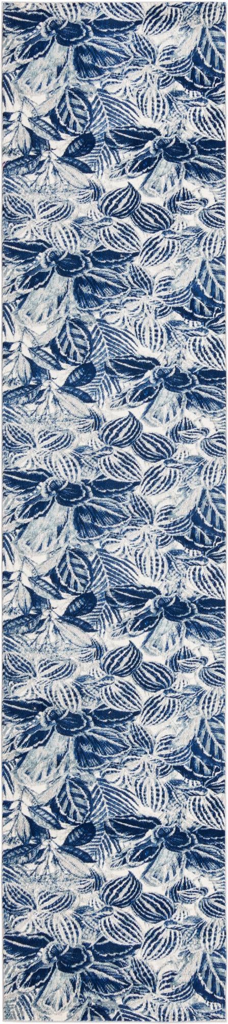 Navy Blue 2' 7 x 12' Blossom Runner Area Rug 100% Polypropylene With Cotton Backing Easy Clean Colorful Blooming Blossoming Flower Floral Plant Carpet for Living Dining Room Office Dorms for Sale at Rug Engine