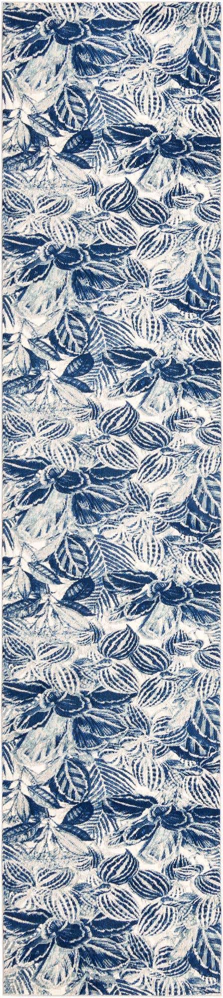 Navy Blue 2' 7 x 12' Blossom Runner Area Rug 100% Polypropylene With Cotton Backing Easy Clean Colorful Blooming Blossoming Flower Floral Plant Carpet for Living Dining Room Office Dorms for Sale at Rug Engine