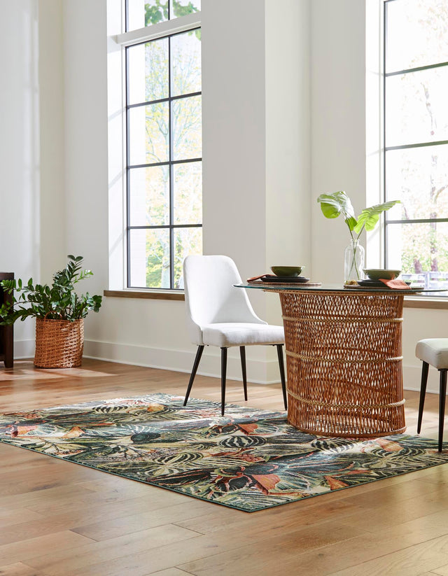 Multicolor 5' 3 x 7' 10 Blossom Rectangle Area Rug 100% Polypropylene With Cotton Backing Easy Clean Colorful Blooming Blossoming Flower Floral Plant Carpet for Living Dining Room Office Dorms for Sale at Rug Engine